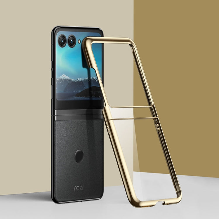 For Motorola Razr 40 Ultra Full Coverage Electroplate PC Transparent Phone Case(Gold) by buy2fix