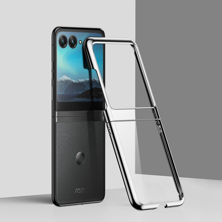 For Motorola Razr 50 Full Coverage Electroplate PC Transparent Phone Case(Silver) by buy2fix