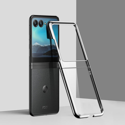 For Motorola Razr 50 Full Coverage Electroplate PC Transparent Phone Case(Silver) by buy2fix