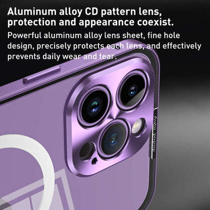 For iPhone 14 MagSafe HD Spring Buckle Metal Phone Case(Purple) - iPhone 14 Cases by buy2fix | Online Shopping UK | buy2fix