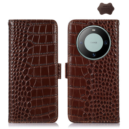 For Huawei Mate 60 Crocodile Top Layer Cowhide Leather Phone Case(Brown) - Huawei Cases by buy2fix | Online Shopping UK | buy2fix