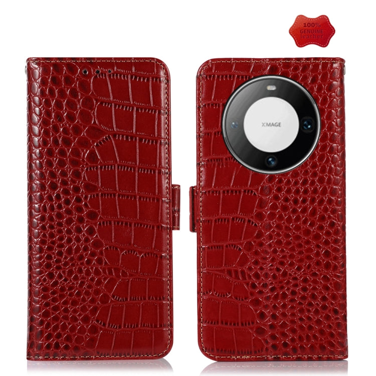 For Huawei Mate 60 Pro Crocodile Top Layer Cowhide Leather Phone Case(Red) - Huawei Cases by buy2fix | Online Shopping UK | buy2fix