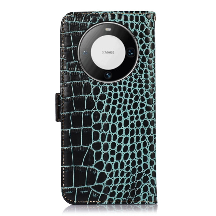For Huawei Mate 60 Pro Crocodile Top Layer Cowhide Leather Phone Case(Green) - Huawei Cases by buy2fix | Online Shopping UK | buy2fix