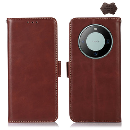 For Huawei Mate 60 Crazy Horse Top Layer Cowhide Leather Phone Case(Brown) - Huawei Cases by buy2fix | Online Shopping UK | buy2fix