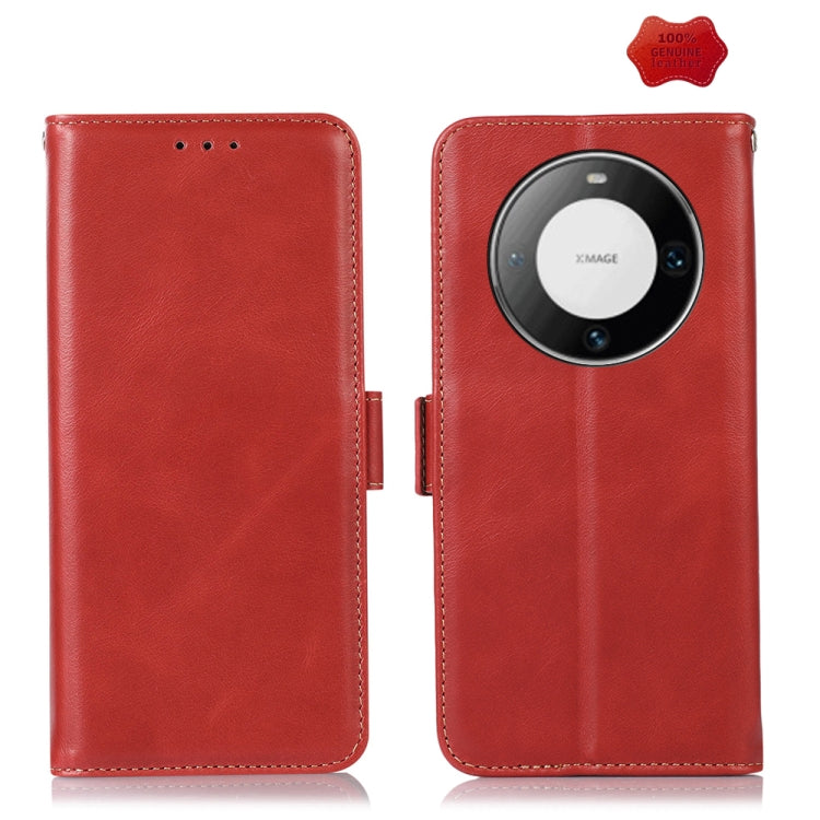 For Huawei Mate 60 Pro Crazy Horse Top Layer Cowhide Leather Phone Case(Red) - Huawei Cases by buy2fix | Online Shopping UK | buy2fix