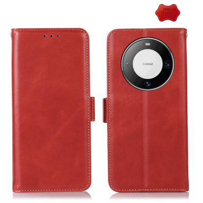 For Huawei Mate 60 Pro Crazy Horse Top Layer Cowhide Leather Phone Case(Red) - Huawei Cases by buy2fix | Online Shopping UK | buy2fix