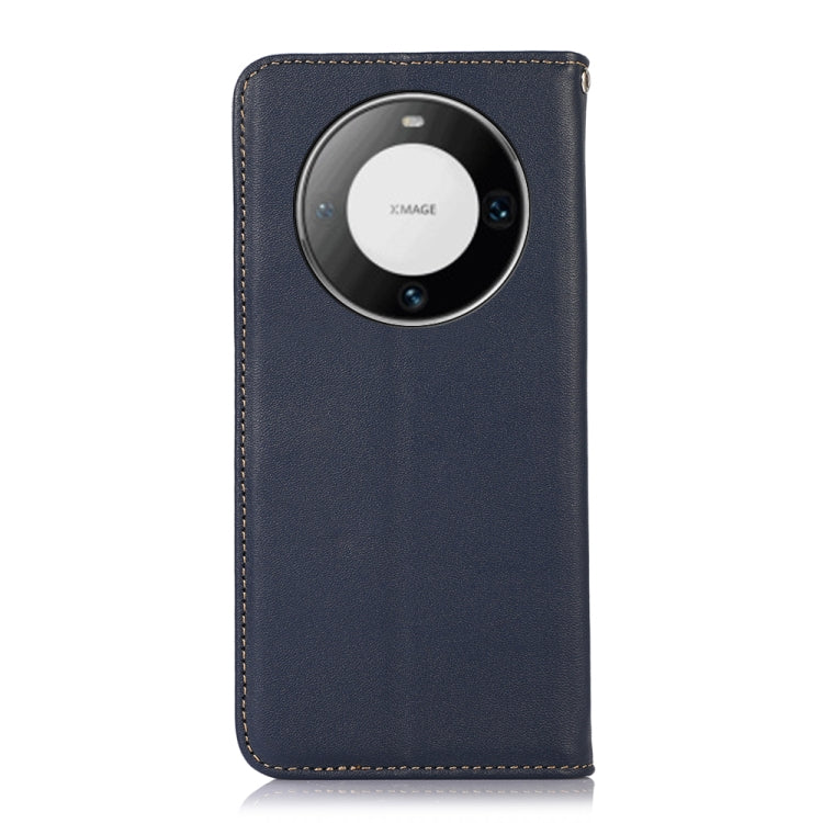 For Huawei Mate 60 Pro KHAZNEH Nappa Top Layer Cowhide Leather Phone Case(Blue) - Huawei Cases by buy2fix | Online Shopping UK | buy2fix