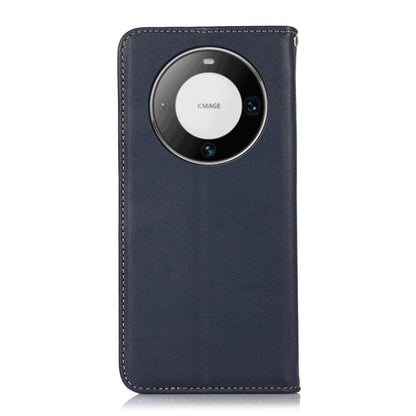 For Huawei Mate 60 Pro KHAZNEH Nappa Top Layer Cowhide Leather Phone Case(Blue) - Huawei Cases by buy2fix | Online Shopping UK | buy2fix