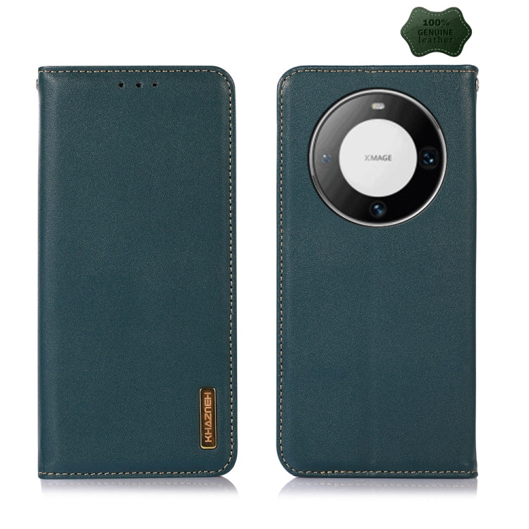 For Huawei Mate 60 Pro KHAZNEH Nappa Top Layer Cowhide Leather Phone Case(Green) - Huawei Cases by buy2fix | Online Shopping UK | buy2fix