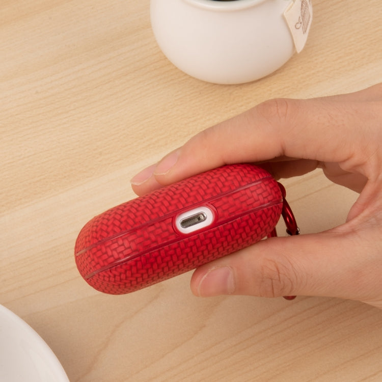 For AirPods 1 / 2 Woven Skin Texture PC TWS Earphone Protective Case(Red) - For AirPods 1/2 by buy2fix | Online Shopping UK | buy2fix