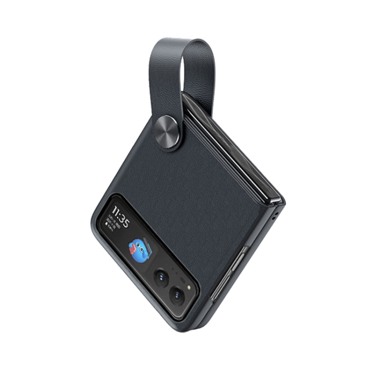 For Motorola Razr 40 Hand Strap Type Leather Phone Case(Dark Grey) by buy2fix