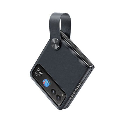 For Motorola Razr 40 Hand Strap Type Leather Phone Case(Dark Grey) by buy2fix