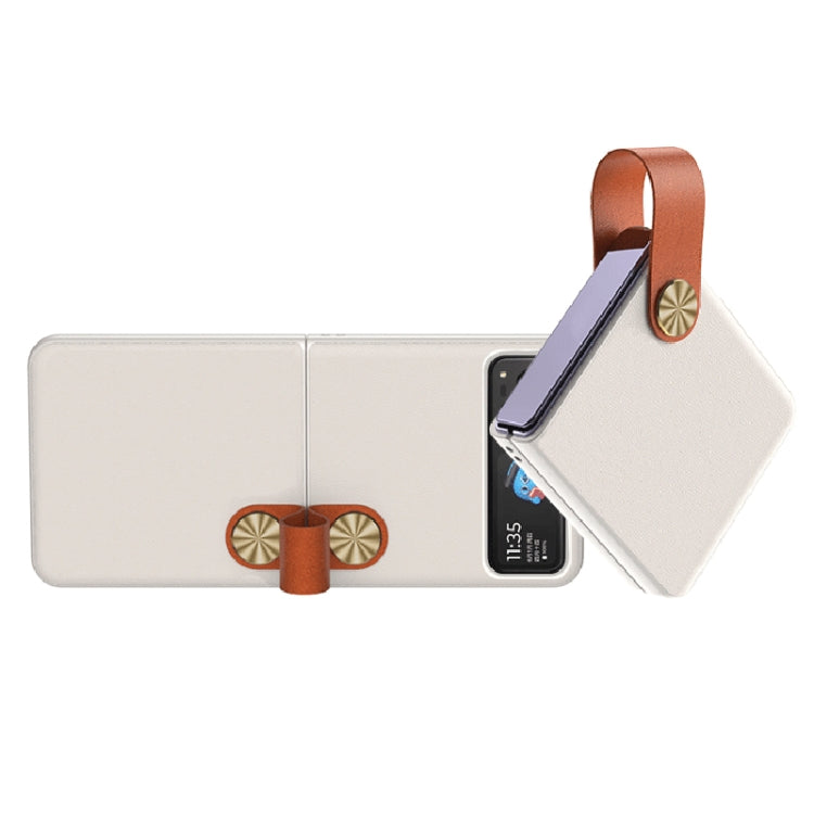 For Motorola Razr 40 Hand Strap Type Leather Phone Case(Dark Grey) by buy2fix