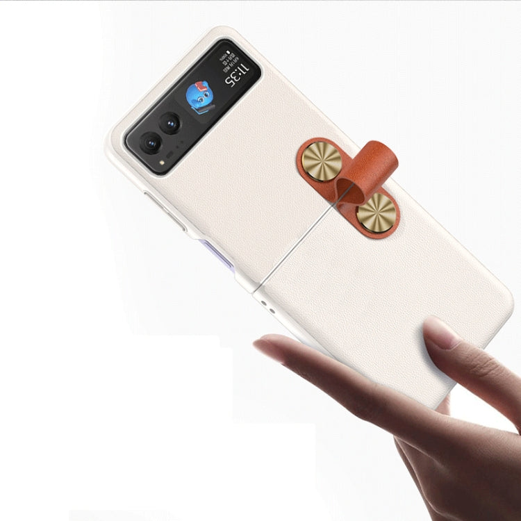 For Motorola Razr 40 Hand Strap Type Leather Phone Case(Dark Grey) by buy2fix