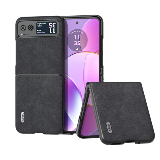 For Motorola Razr 40 ABEEL Morocco Texture PU Phone Case(Black)