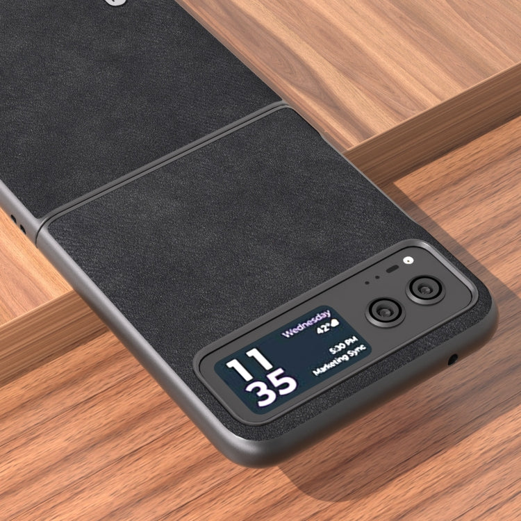 For Motorola Razr 40 ABEEL Morocco Texture PU Phone Case(Black) by buy2fix