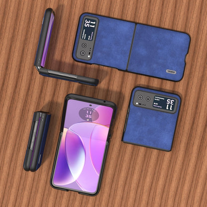 For Motorola Razr 40 ABEEL Morocco Texture PU Phone Case(Blue) by buy2fix