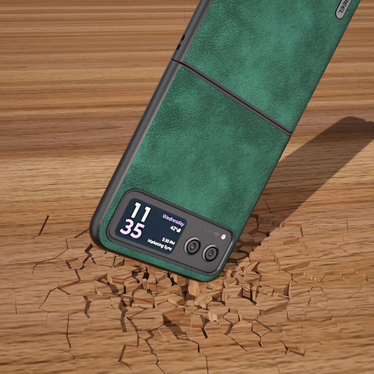 For Motorola Razr 40 ABEEL Morocco Texture PU Phone Case(Green) by buy2fix