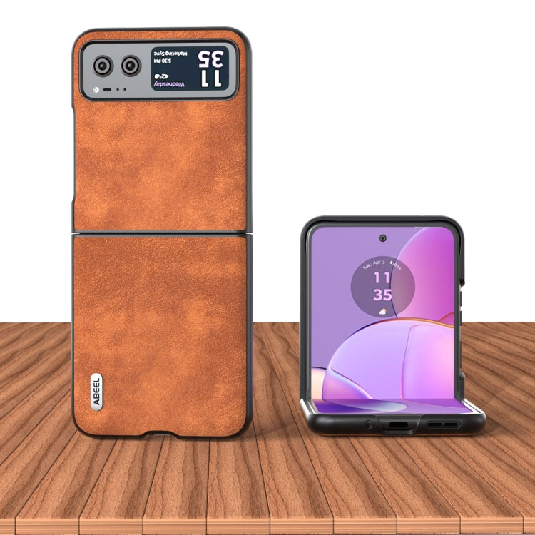 For Motorola Razr 40 ABEEL Morocco Texture PU Phone Case(Brown) by buy2fix