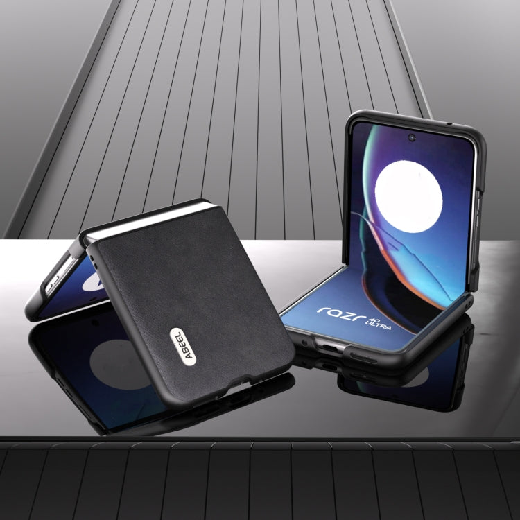 For Motorola Razr 40 Ultra ABEEL Morocco Texture PU Phone Case(Black) by buy2fix