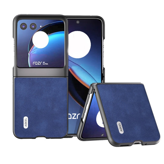 For Motorola Razr 40 Ultra ABEEL Morocco Texture PU Phone Case(Blue)