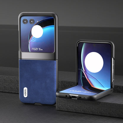 For Motorola Razr 40 Ultra ABEEL Morocco Texture PU Phone Case(Blue) by buy2fix