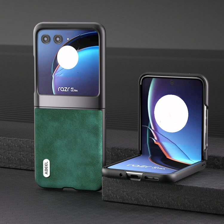 For Motorola Razr 40 Ultra ABEEL Morocco Texture PU Phone Case(Green) by buy2fix