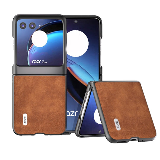 For Motorola Razr 40 Ultra ABEEL Morocco Texture PU Phone Case(Brown)