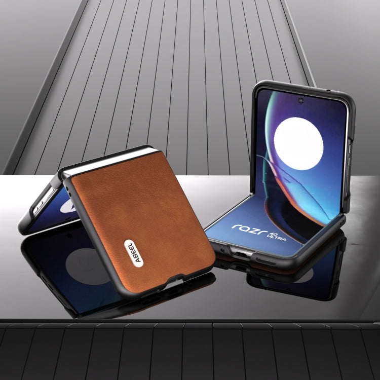 For Motorola Razr 40 Ultra ABEEL Morocco Texture PU Phone Case(Brown) by buy2fix