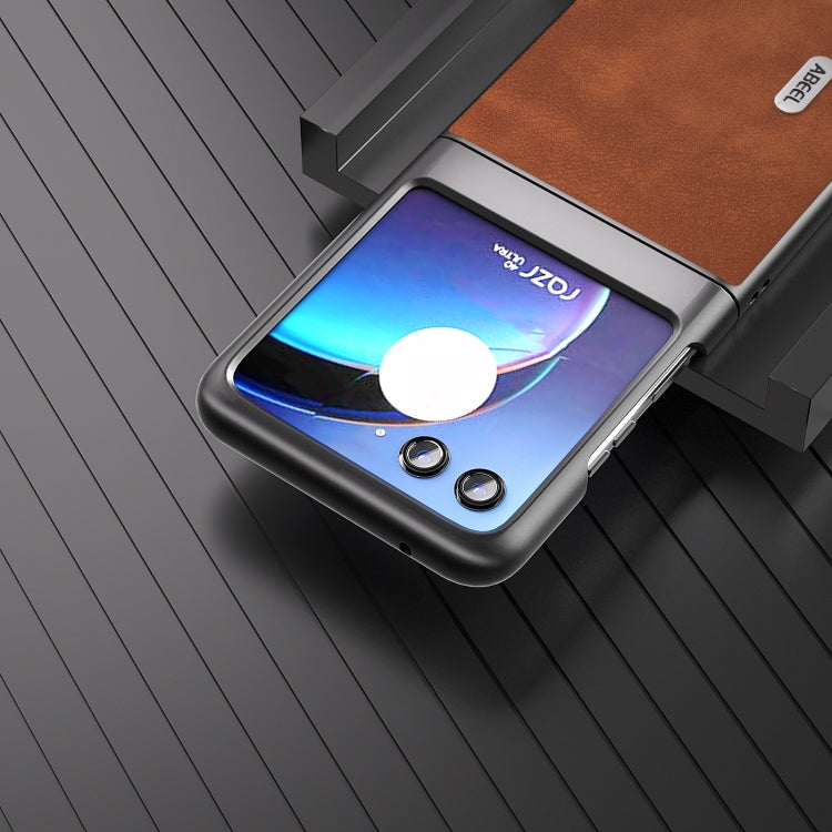 For Motorola Razr 40 Ultra ABEEL Morocco Texture PU Phone Case(Brown) by buy2fix