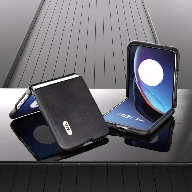 For Motorola Razr 40 Ultra ABEEL Cowhide Texture PU Phone Case(Black) by buy2fix