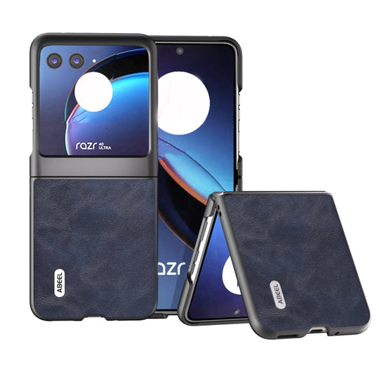 For Motorola Razr 40 Ultra ABEEL Cowhide Texture PU Phone Case(Blue)