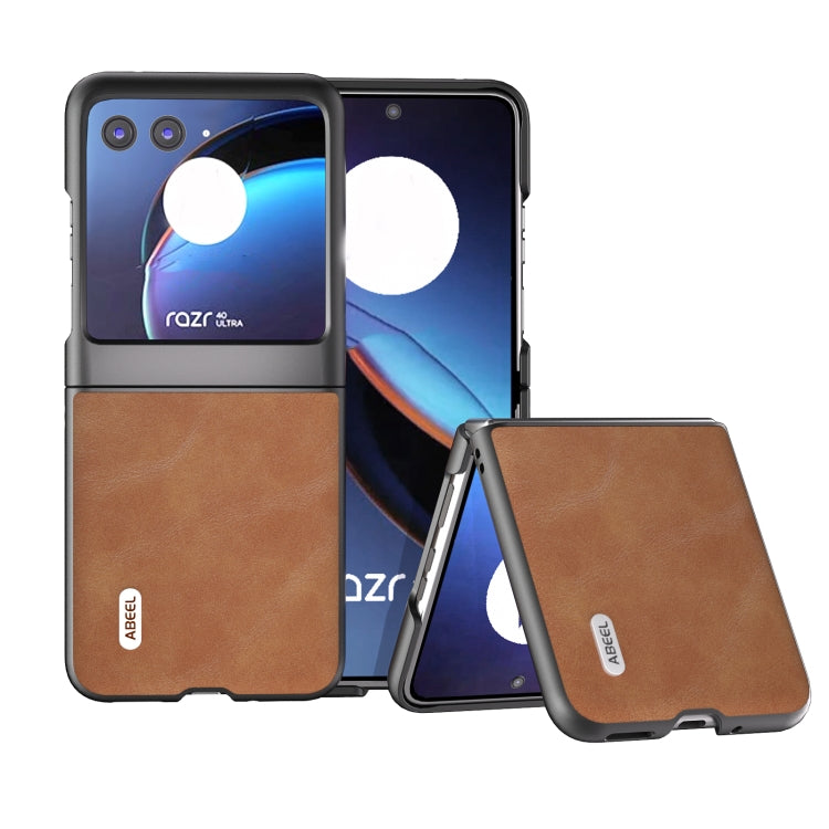 For Motorola Razr 40 Ultra ABEEL Cowhide Texture PU Phone Case(Brown) by buy2fix