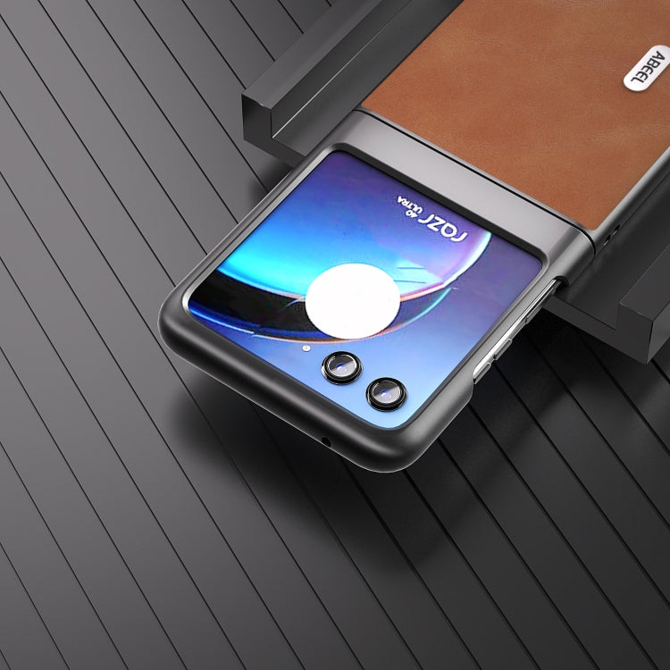 For Motorola Razr 40 Ultra ABEEL Cowhide Texture PU Phone Case(Brown) by buy2fix