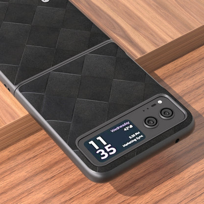 For Motorola Razr 40 ABEEL Weave Plaid PU Phone Case(Black) by buy2fix