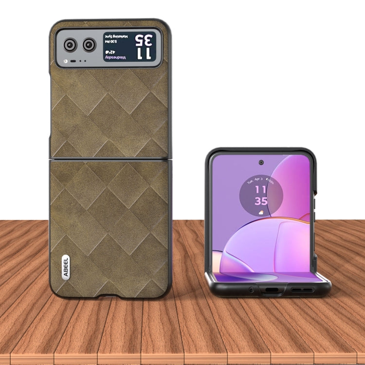 For Motorola Razr 40 ABEEL Weave Plaid PU Phone Case(Green) by buy2fix