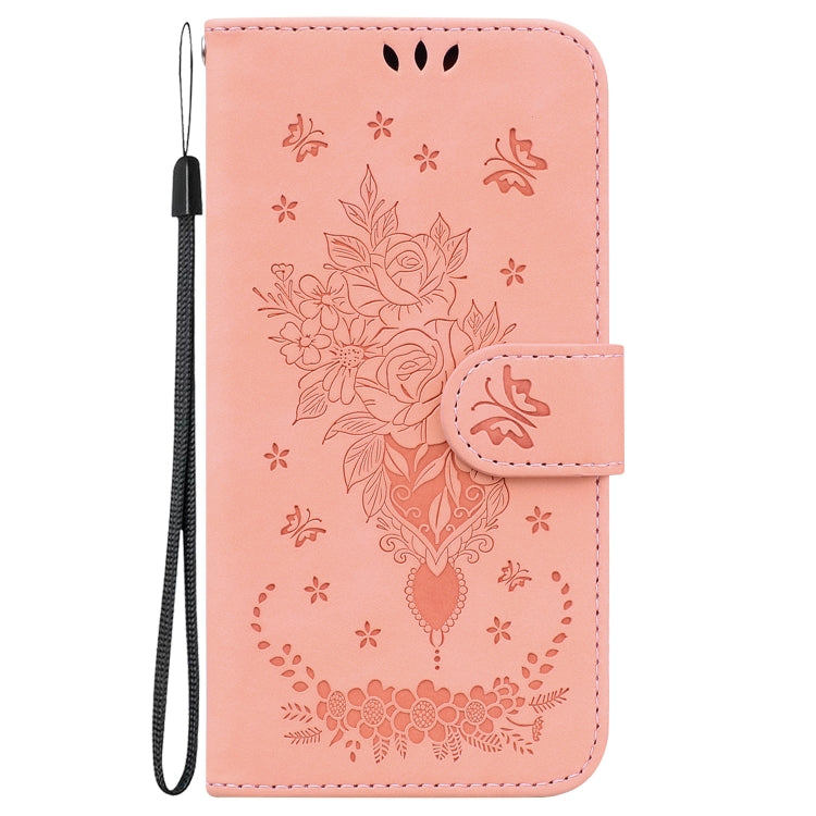 For Motorola Moto G Play 4G 2024 Butterfly Rose Embossed Leather Phone Case(Pink) - Motorola Cases by buy2fix | Online Shopping UK | buy2fix