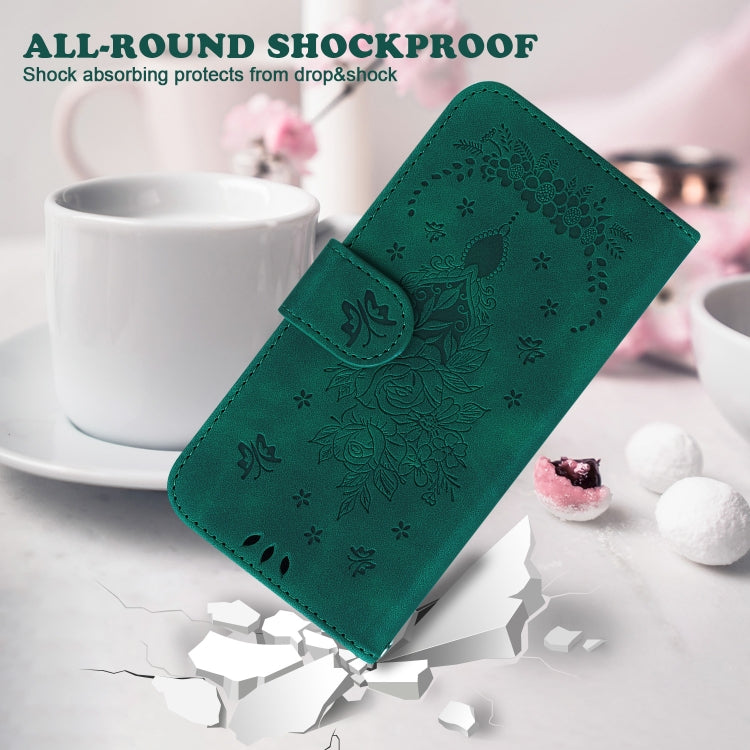 For Motorola Moto G Power 5G 2024 Butterfly Rose Embossed Leather Phone Case(Green) by buy2fix