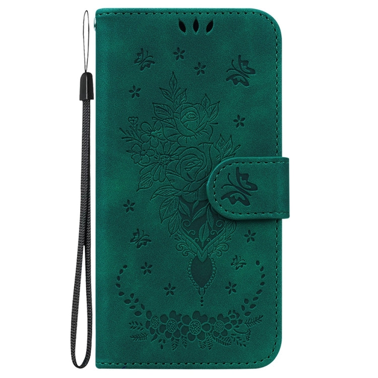 For Motorola Edge 2024 Butterfly Rose Embossed Leather Phone Case(Green) by buy2fix