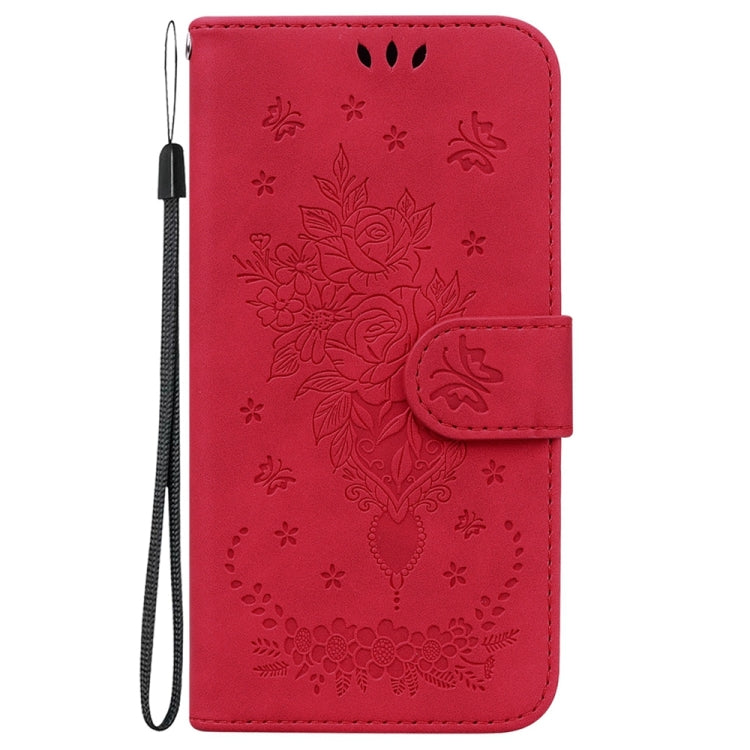 For OPPO A38 4G / A18 Butterfly Rose Embossed Leather Phone Case(Red) - A38 Cases by buy2fix | Online Shopping UK | buy2fix