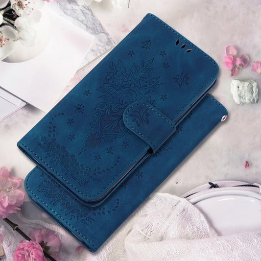 For Realme 12 5G Butterfly Rose Embossed Leather Phone Case(Blue) by buy2fix