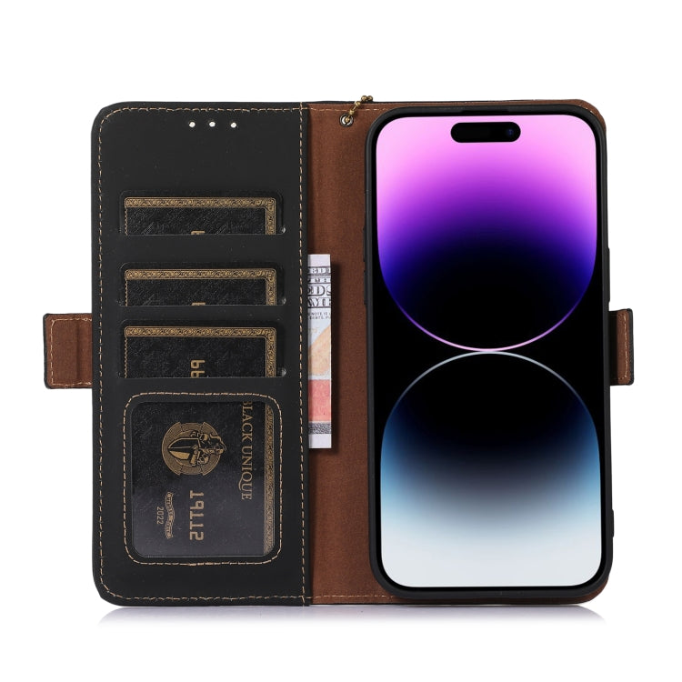 For Honor 90 5G Genuine Leather Magnetic RFID Leather Phone Case(Black) - Honor Cases by buy2fix | Online Shopping UK | buy2fix