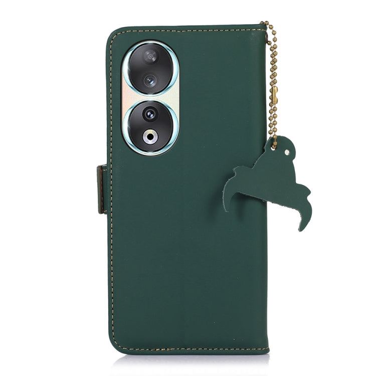 For Honor 90 5G Genuine Leather Magnetic RFID Leather Phone Case(Green) - Honor Cases by buy2fix | Online Shopping UK | buy2fix