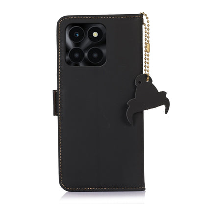 For Honor X6a Genuine Leather Magnetic RFID Leather Phone Case(Black) - Honor Cases by buy2fix | Online Shopping UK | buy2fix