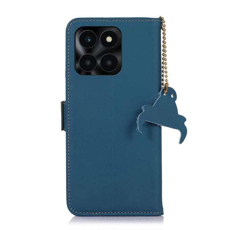 For Honor X6a Genuine Leather Magnetic RFID Leather Phone Case(Blue) - Honor Cases by buy2fix | Online Shopping UK | buy2fix