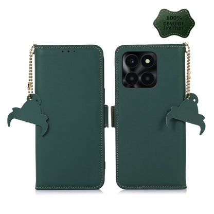 For Honor X6a Genuine Leather Magnetic RFID Leather Phone Case(Green) - Honor Cases by buy2fix | Online Shopping UK | buy2fix
