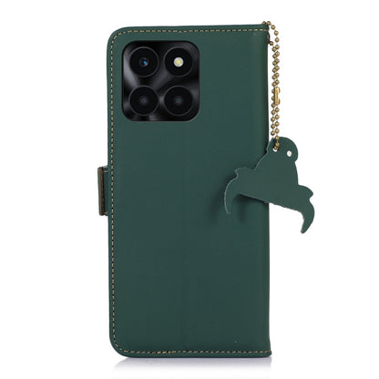 For Honor X6a Genuine Leather Magnetic RFID Leather Phone Case(Green) - Honor Cases by buy2fix | Online Shopping UK | buy2fix