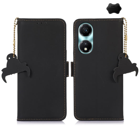 For Honor X5 Plus Genuine Leather Magnetic RFID Leather Phone Case(Black) - Honor Cases by buy2fix | Online Shopping UK | buy2fix