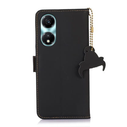For Honor X5 Plus Genuine Leather Magnetic RFID Leather Phone Case(Black) - Honor Cases by buy2fix | Online Shopping UK | buy2fix