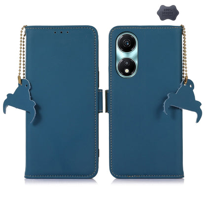 For Honor X5 Plus Genuine Leather Magnetic RFID Leather Phone Case(Blue) - Honor Cases by buy2fix | Online Shopping UK | buy2fix